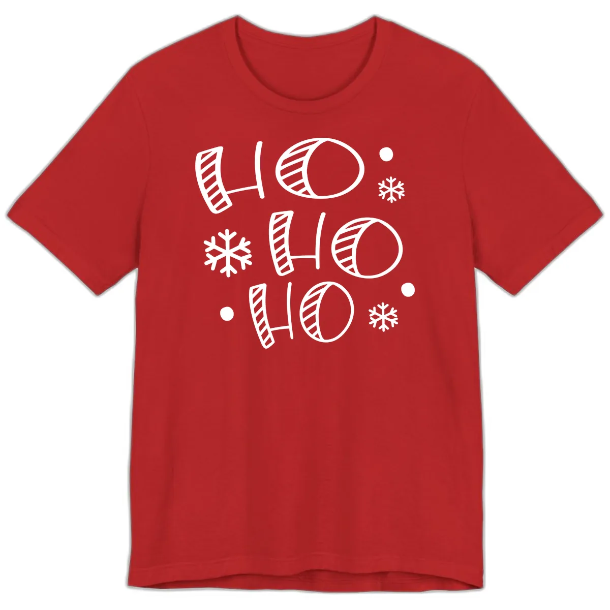 Ho Ho Ho Snowflake Pattern Premium T-Shirt in Red