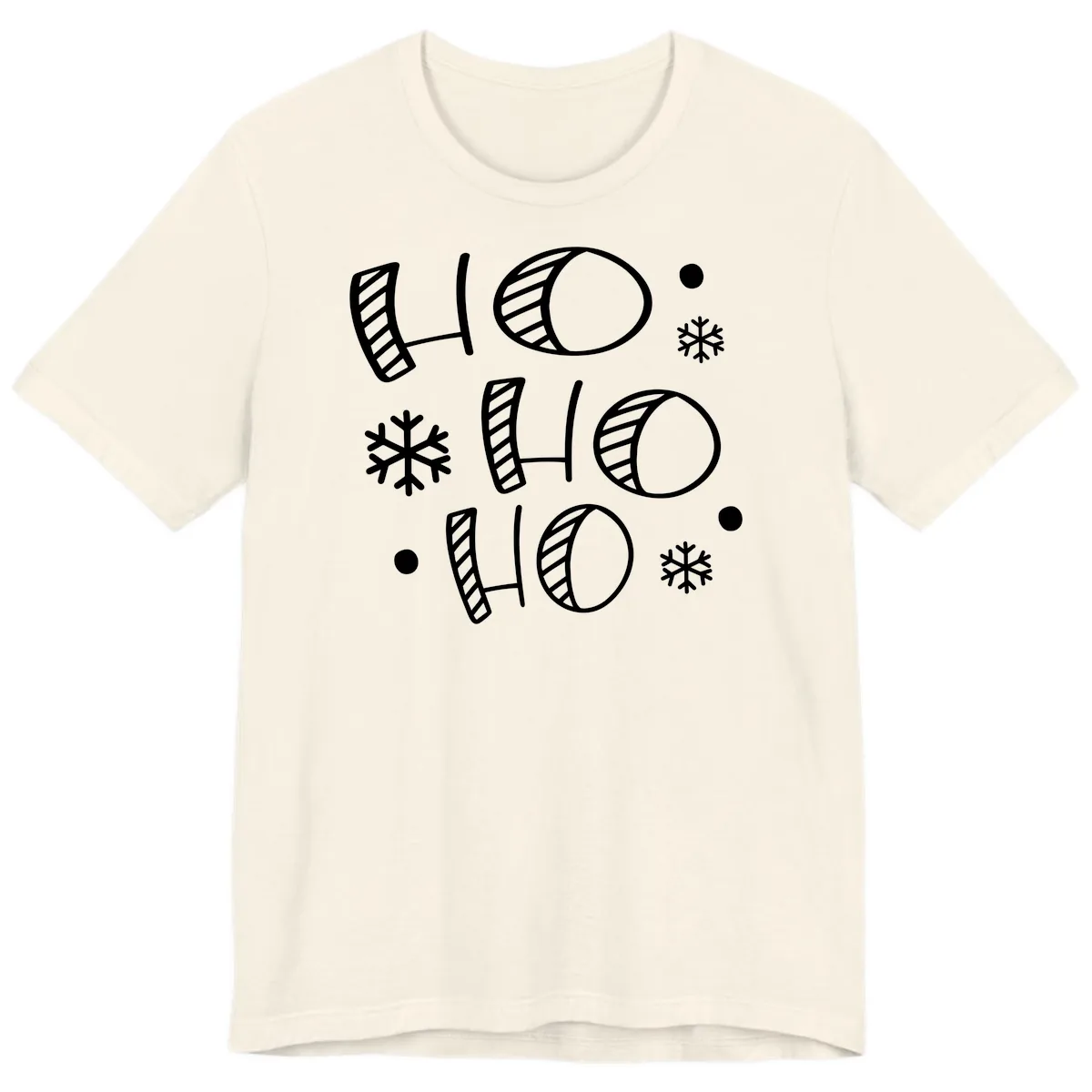 Ho Ho Ho Snowflake Pattern Premium T-Shirt in Natural