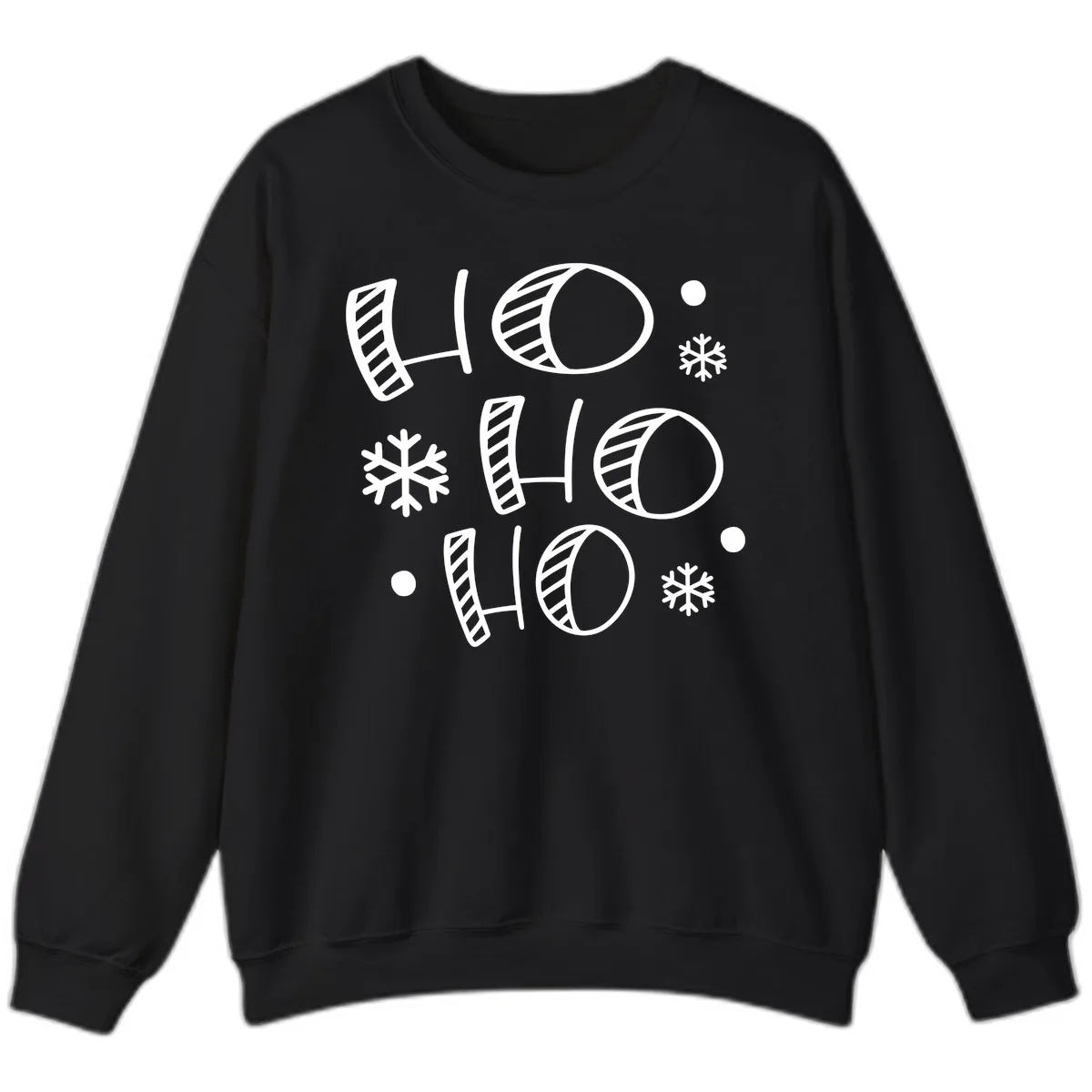 Ho Ho Ho Snowflake Pattern Sweatshirt in Black