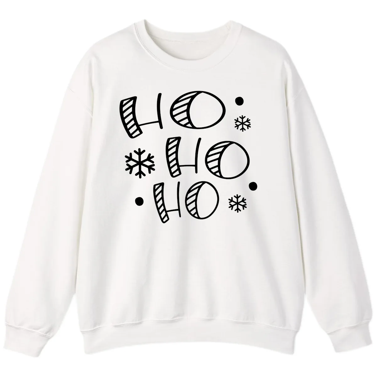Ho Ho Ho Snowflake Pattern Sweatshirt in White
