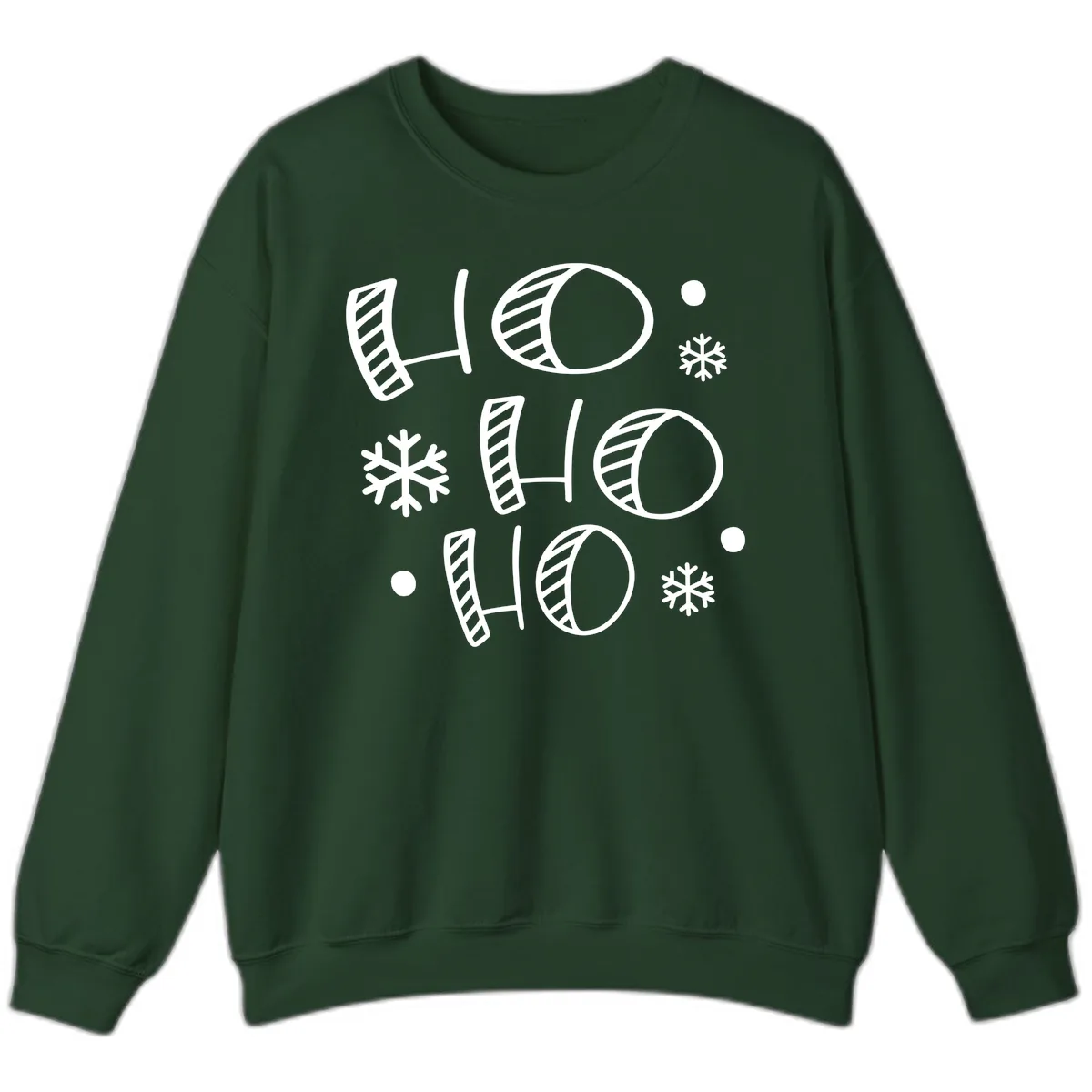 Ho Ho Ho Snowflake Pattern Sweatshirt in Forest Green