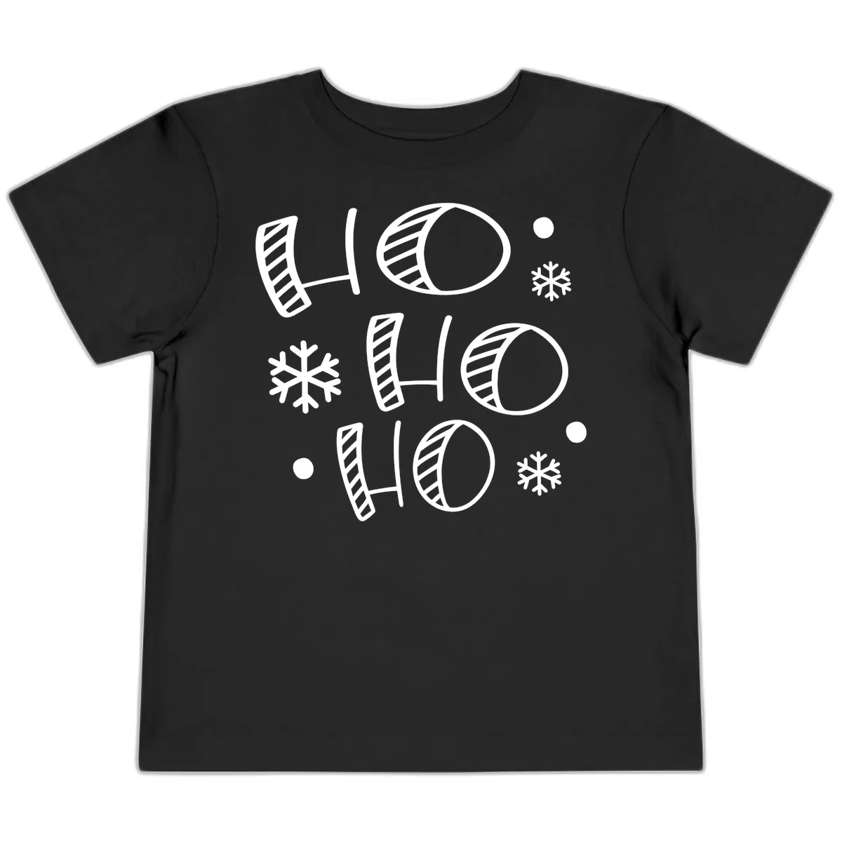 Ho Ho Ho Snowflake Pattern Toddler T-Shirt in Black