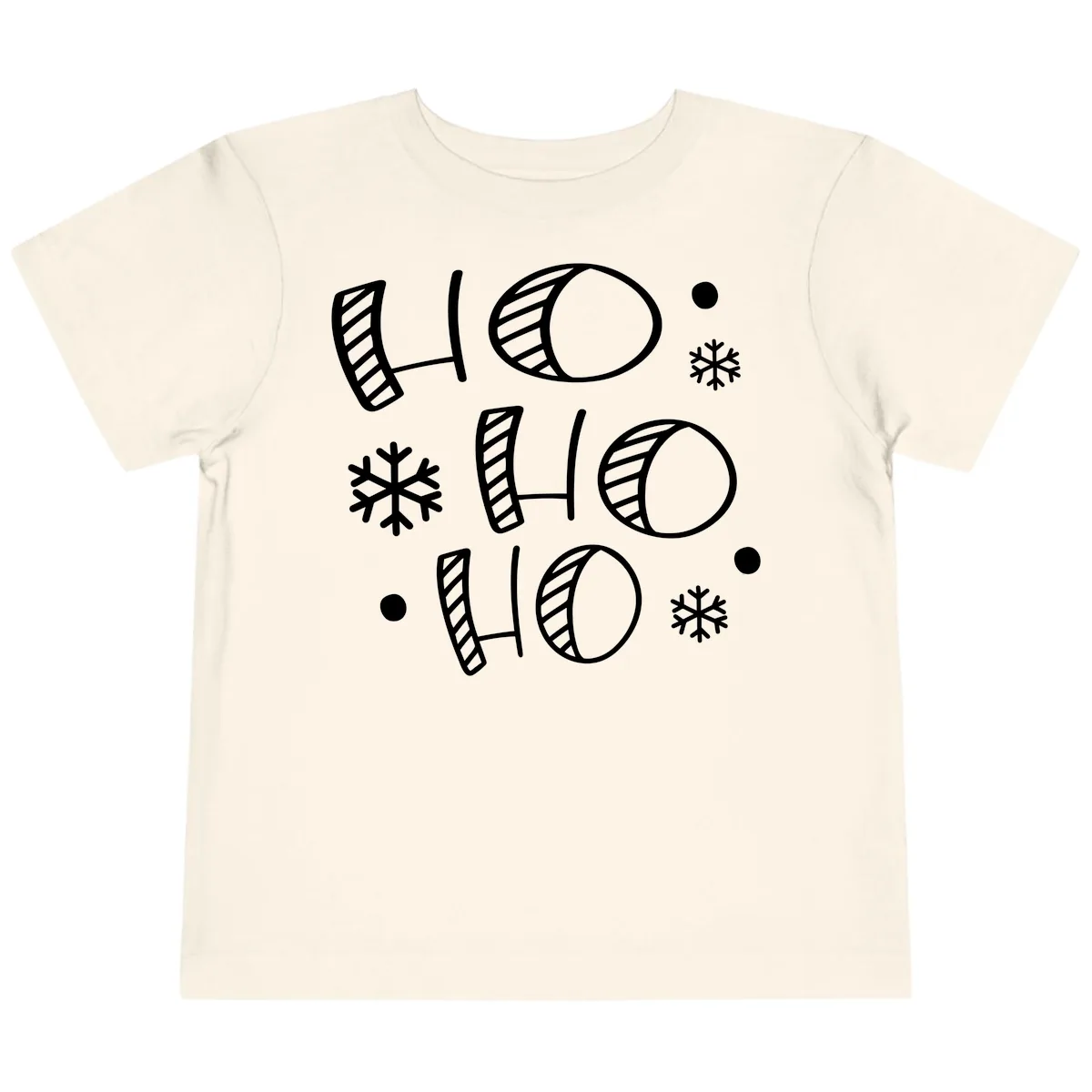 Ho Ho Ho Snowflake Pattern Toddler T-Shirt in Natural
