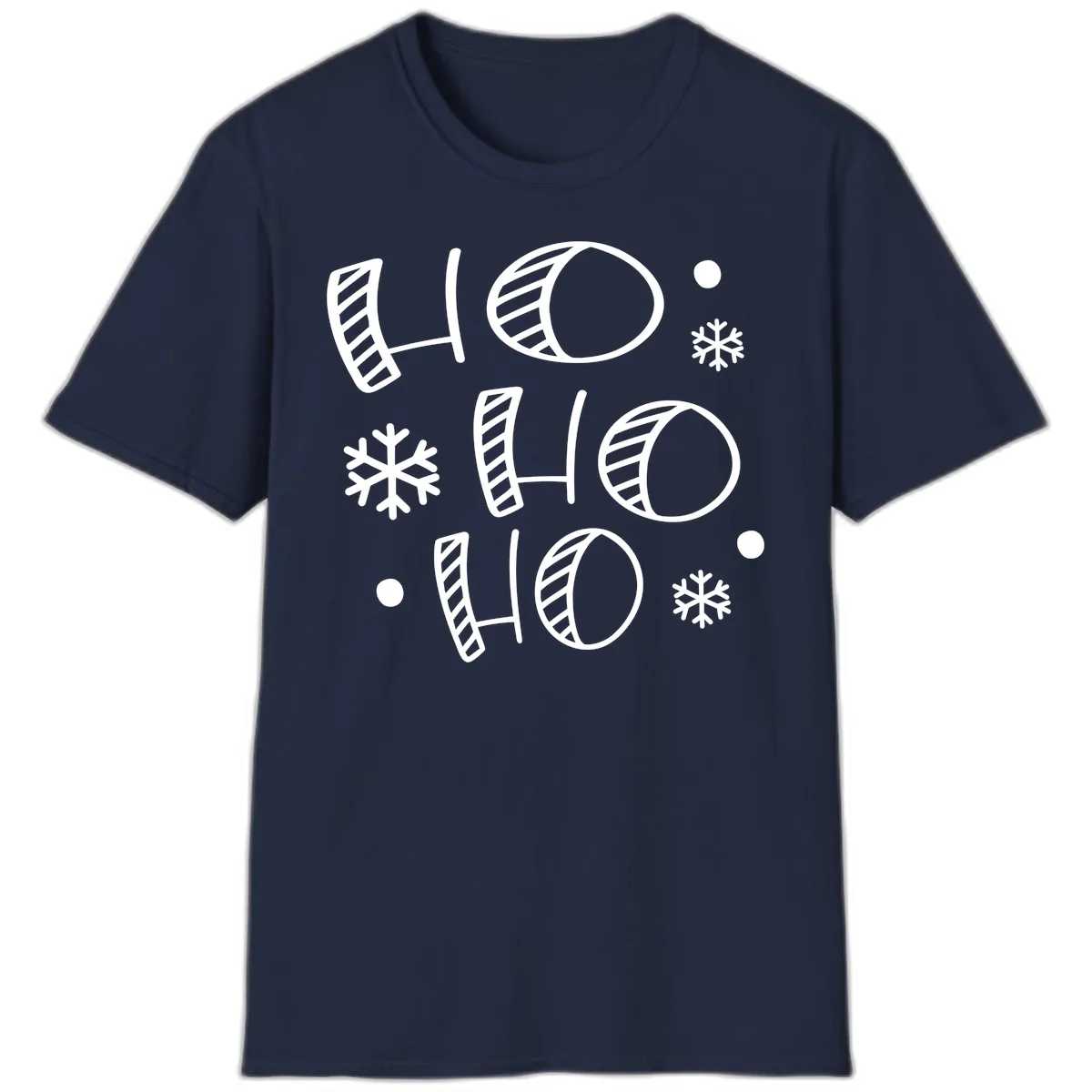 Ho Ho Ho Snowflake Pattern T-Shirt in Navy