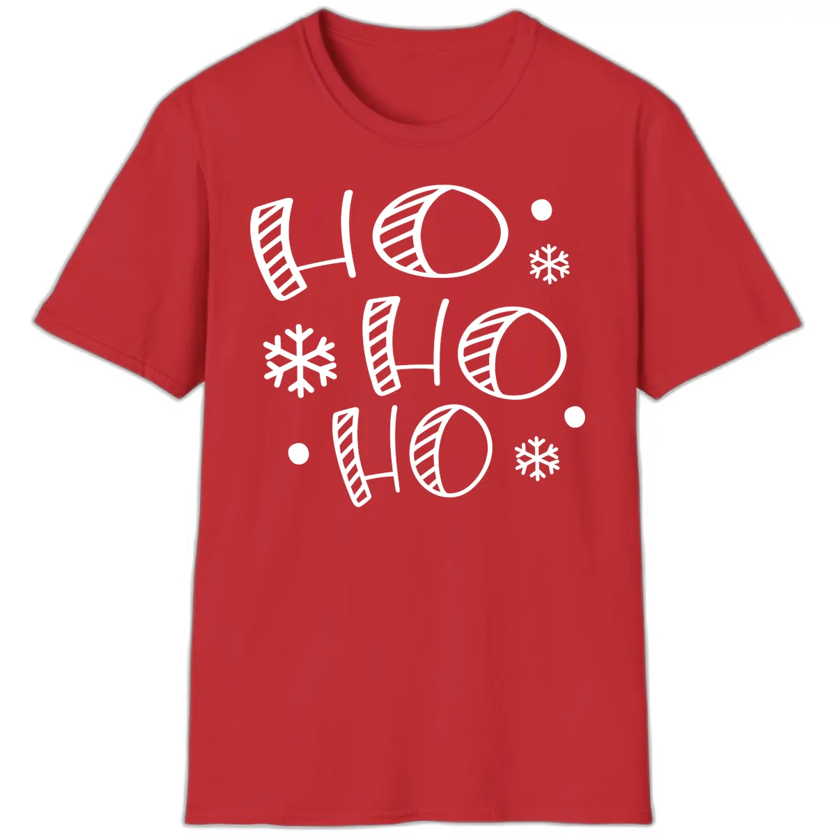 Ho Ho Ho Snowflake Pattern T-Shirt in Red