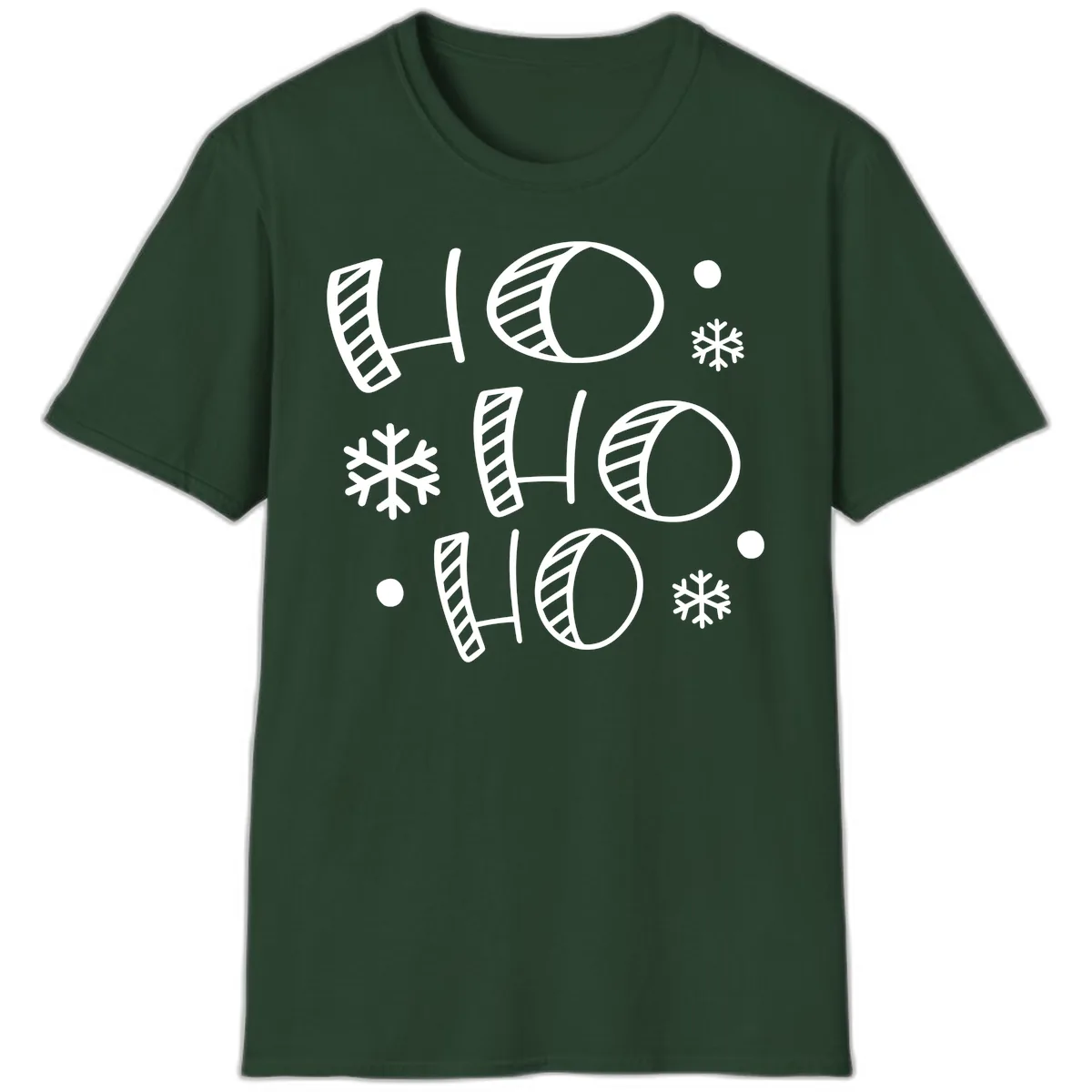 Ho Ho Ho Snowflake Pattern T-Shirt in Forest Green