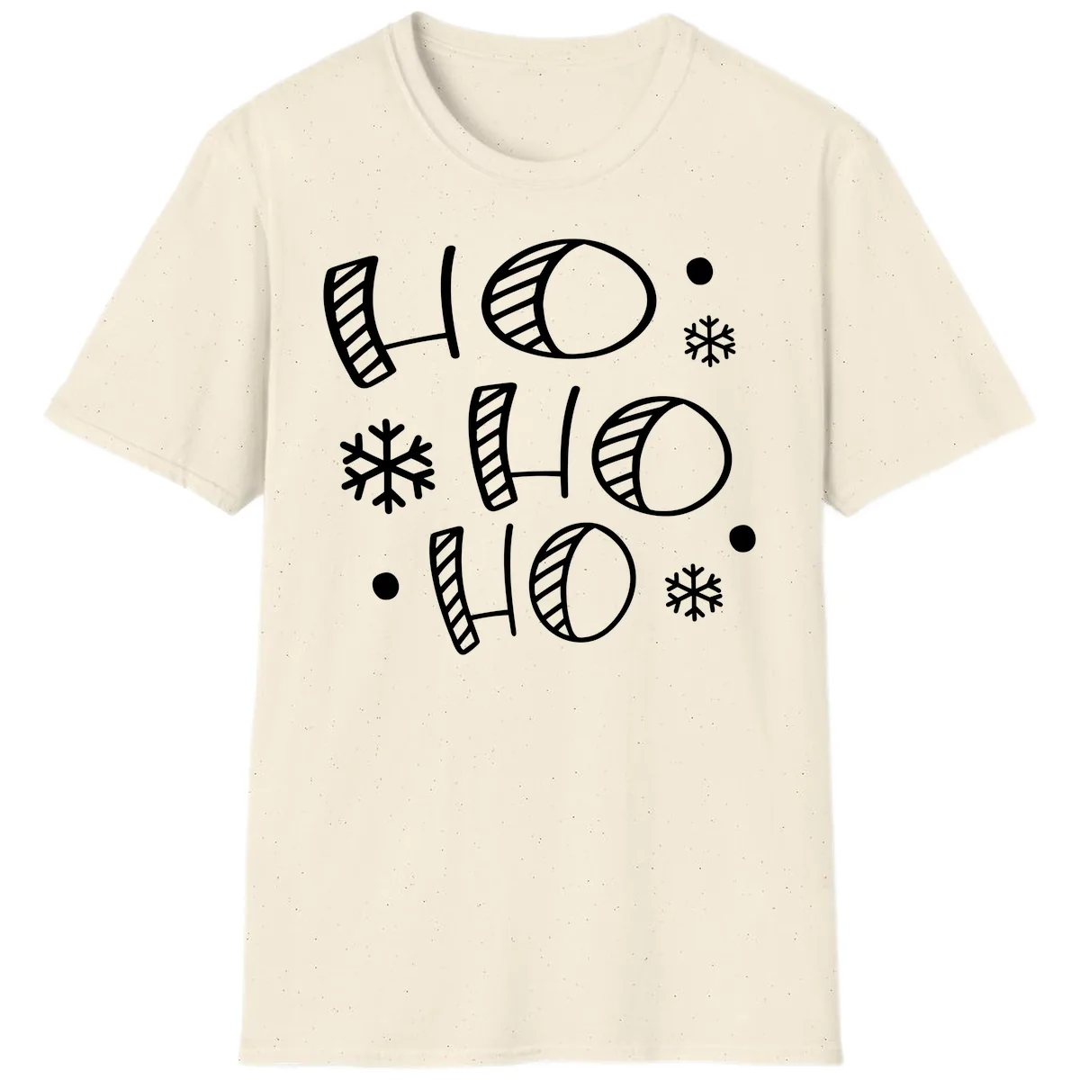 Ho Ho Ho Snowflake Pattern T-Shirt in Natural