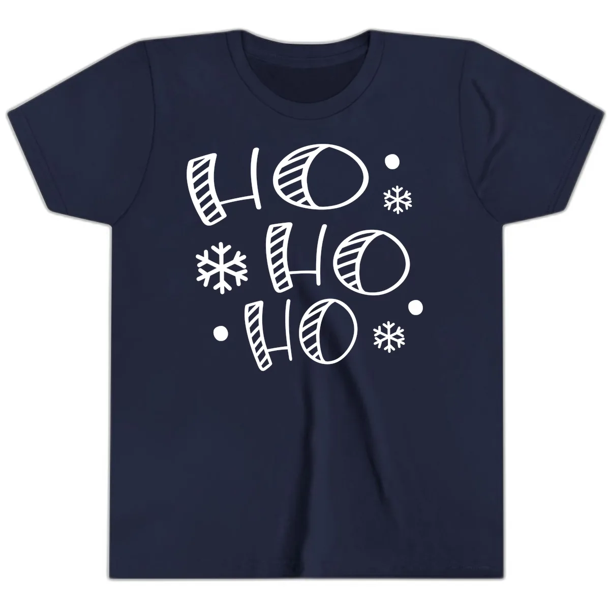 Ho Ho Ho Snowflake Pattern Youth T-Shirt in Navy