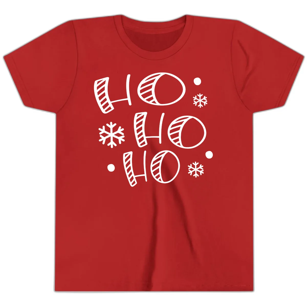 Ho Ho Ho Snowflake Pattern Youth T-Shirt in Red