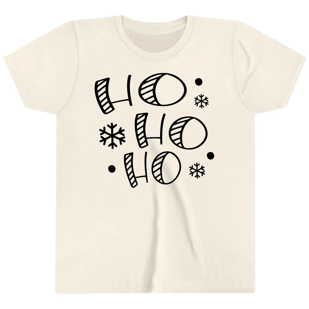 Ho Ho Ho Snowflake Pattern Youth T-Shirt in Natural