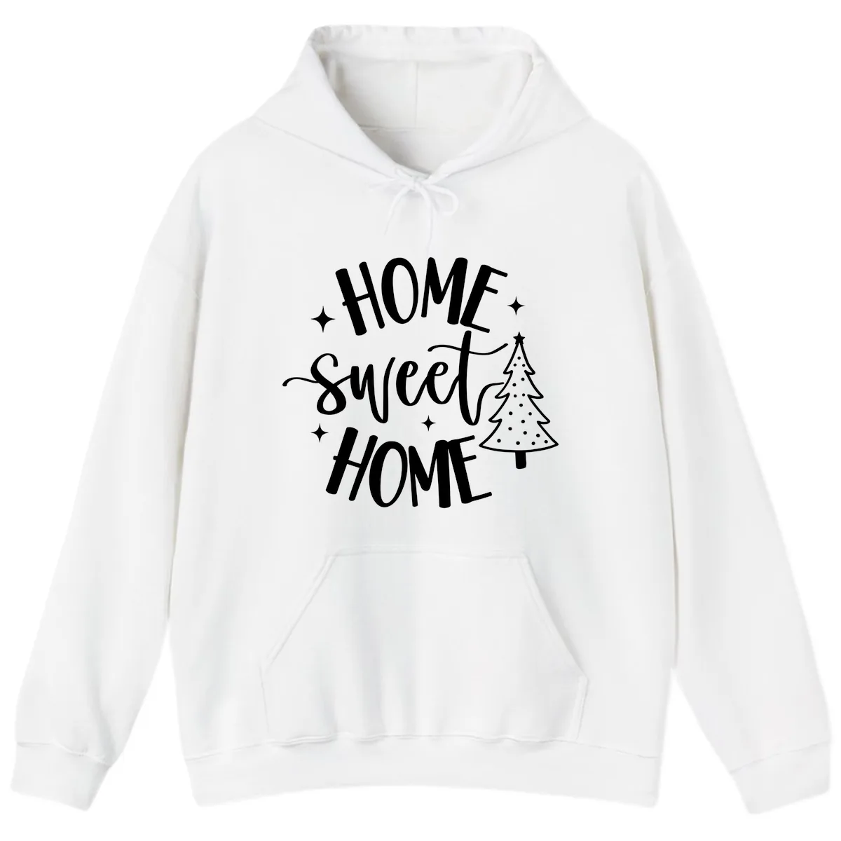 Home Sweet Home Holiday Tree Design Hoodie in White