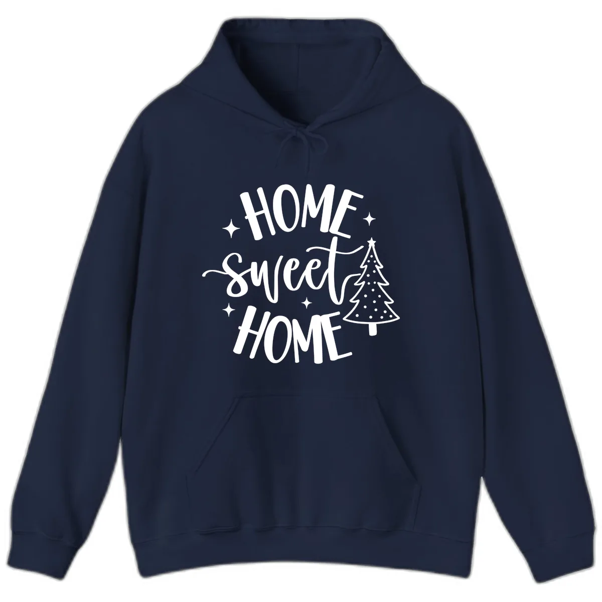 Home Sweet Home Holiday Tree Design Hoodie in Navy