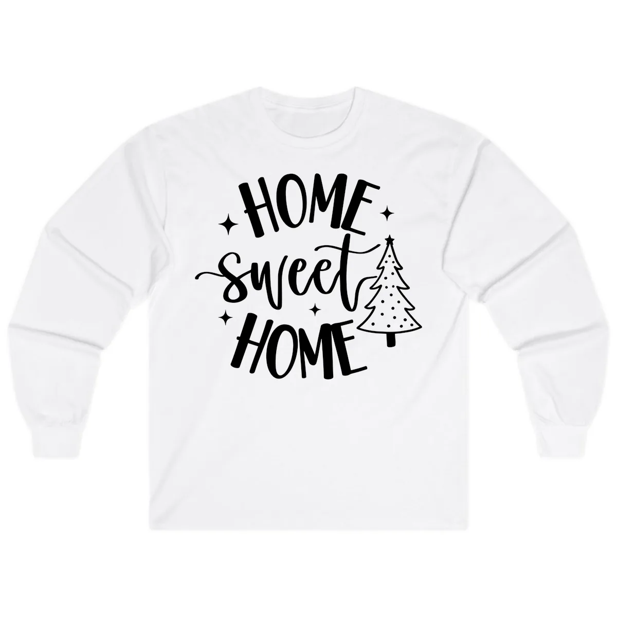 Home Sweet Home Holiday Tree Design Long Sleeve in White