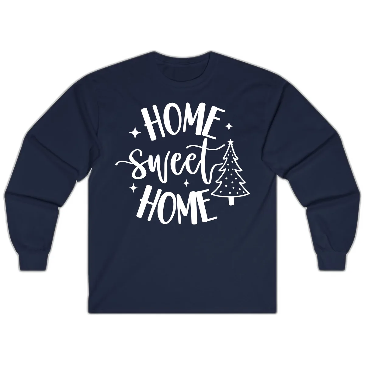 Home Sweet Home Holiday Tree Design Long Sleeve in Navy