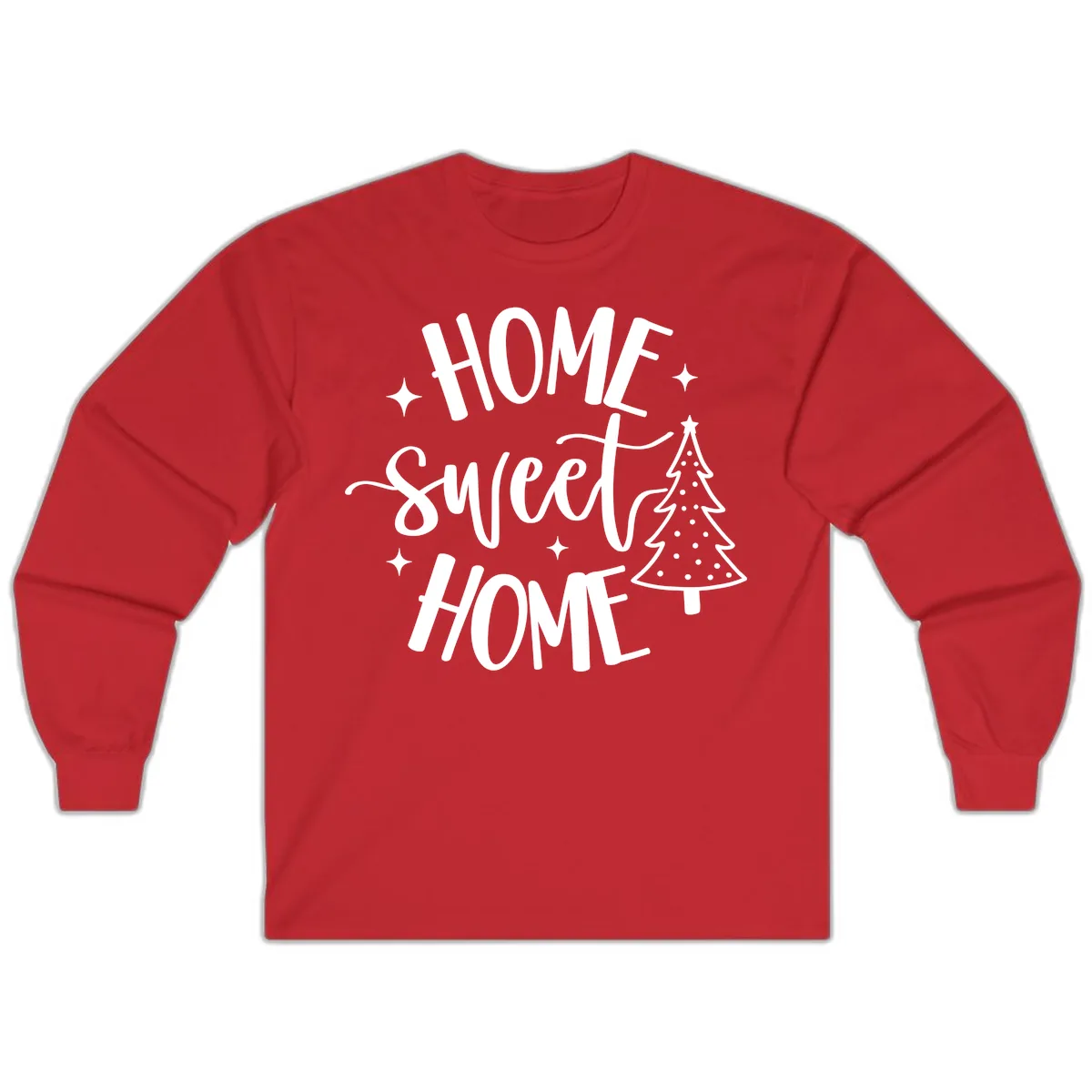 Home Sweet Home Holiday Tree Design Long Sleeve in Red