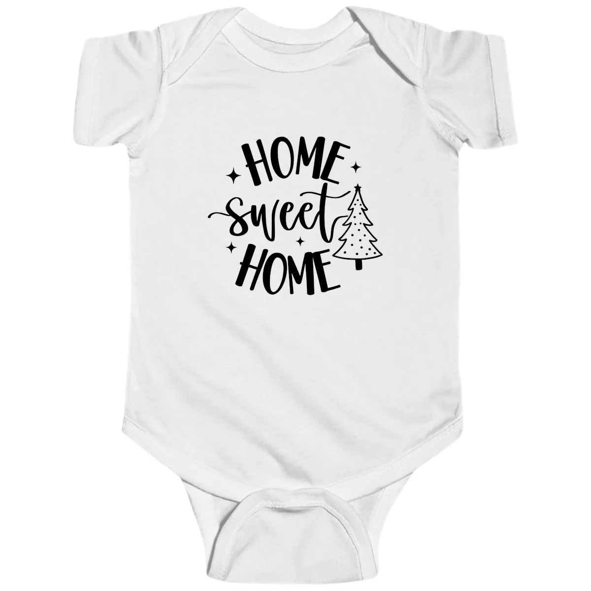 Home Sweet Home Holiday Tree Design Baby Onesie in White