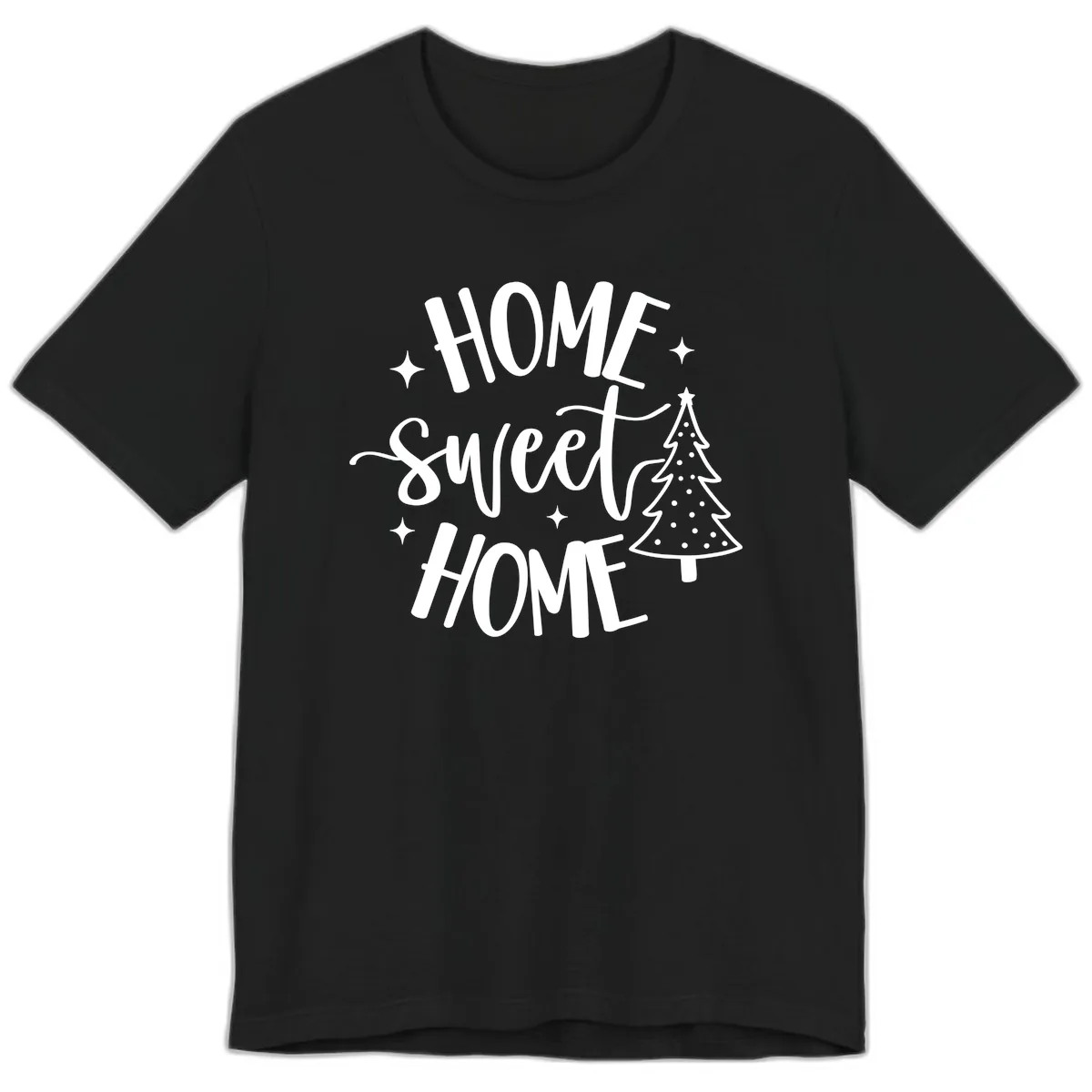 Home Sweet Home Holiday Tree Design Premium T-Shirt in Black