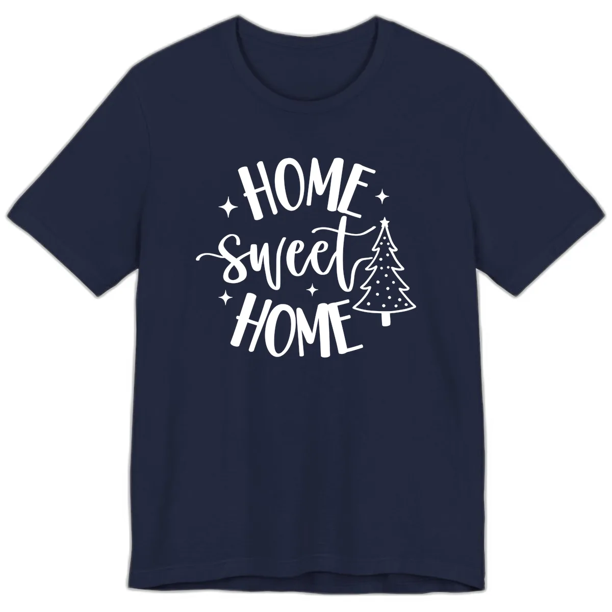 Home Sweet Home Holiday Tree Design Premium T-Shirt in Navy