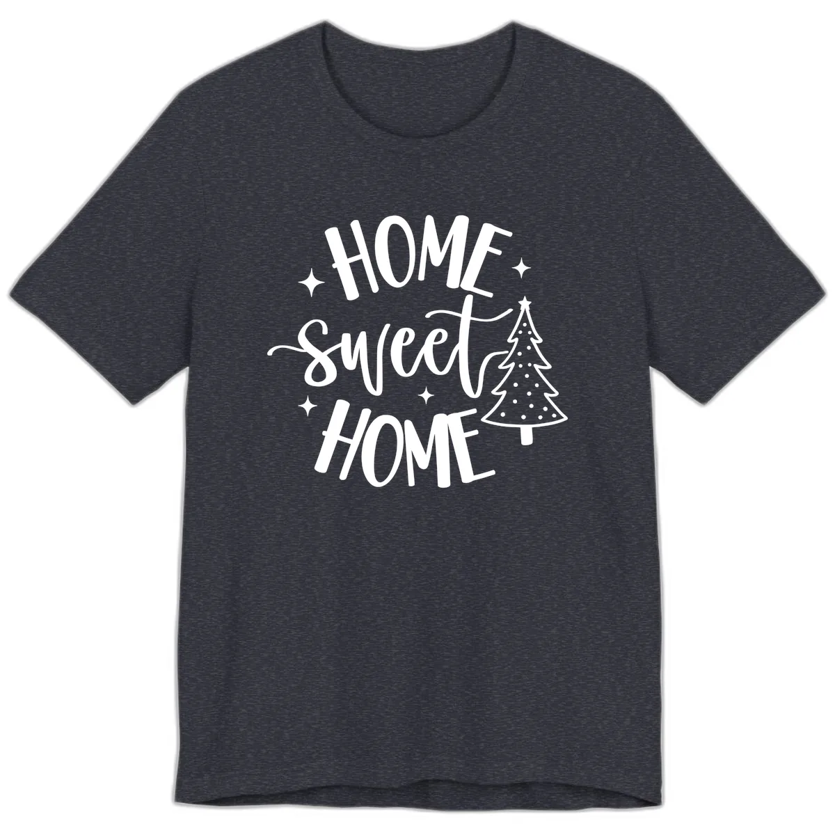 Home Sweet Home Holiday Tree Design Premium T-Shirt in Heather Navy