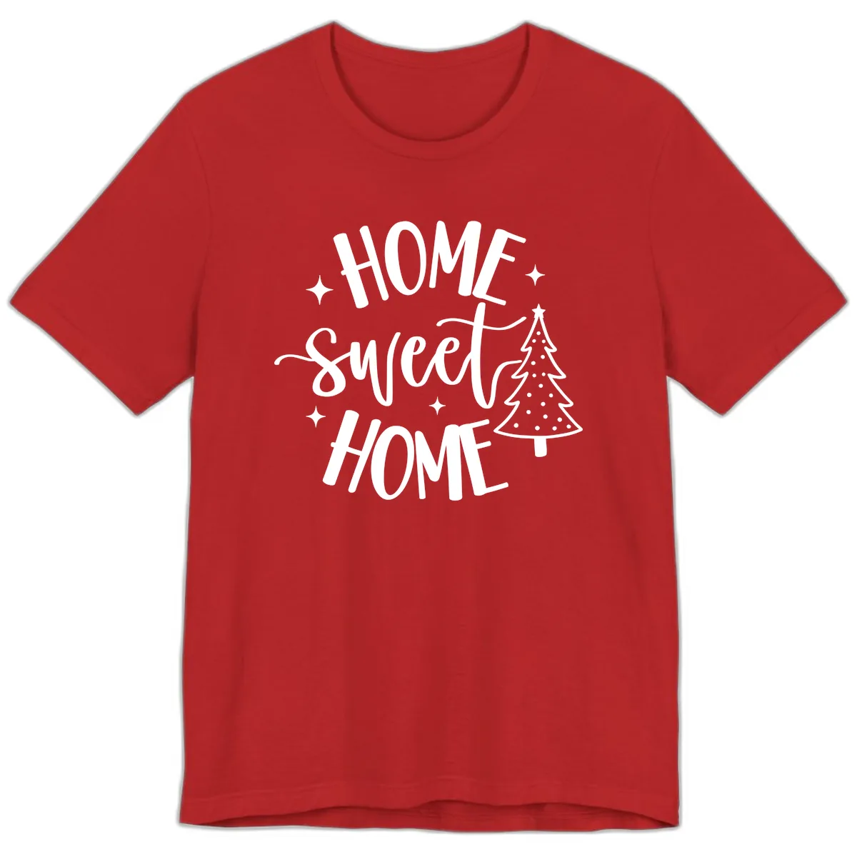 Home Sweet Home Holiday Tree Design Premium T-Shirt in Red