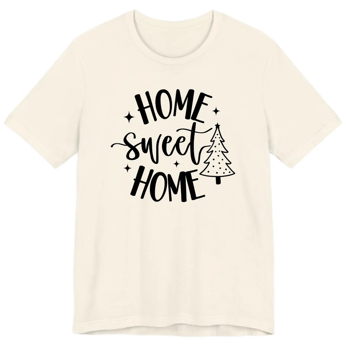 Home Sweet Home Holiday Tree Design Premium T-Shirt in Natural