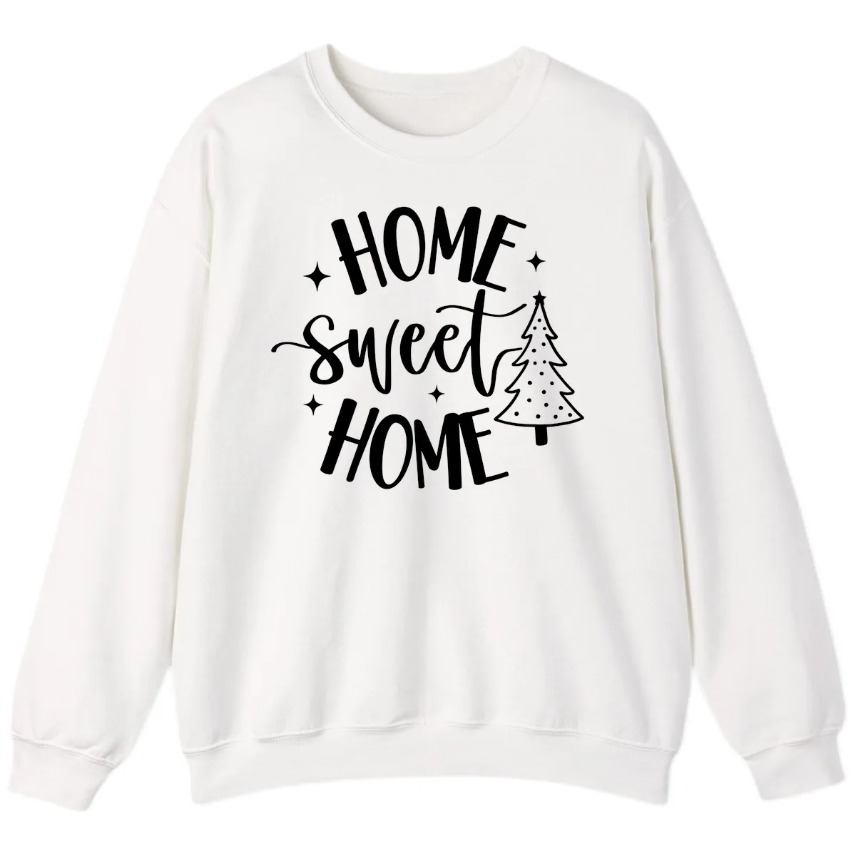 Home Sweet Home Holiday Tree Design Sweatshirt in White