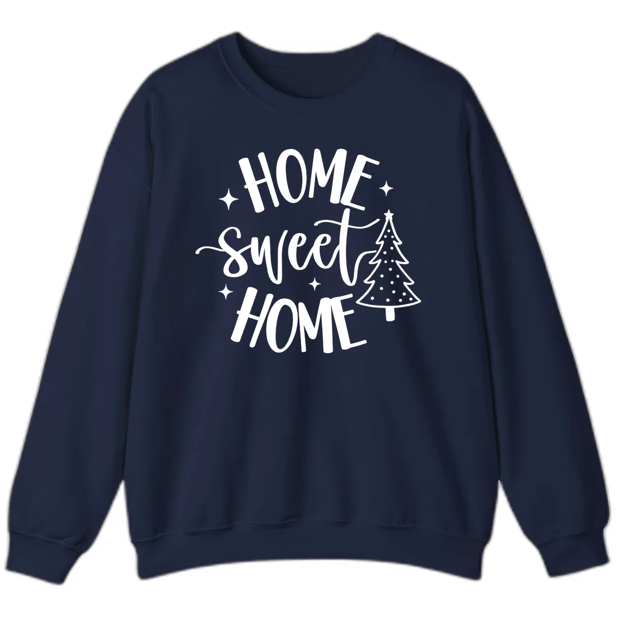 Home Sweet Home Holiday Tree Design Sweatshirt in Navy