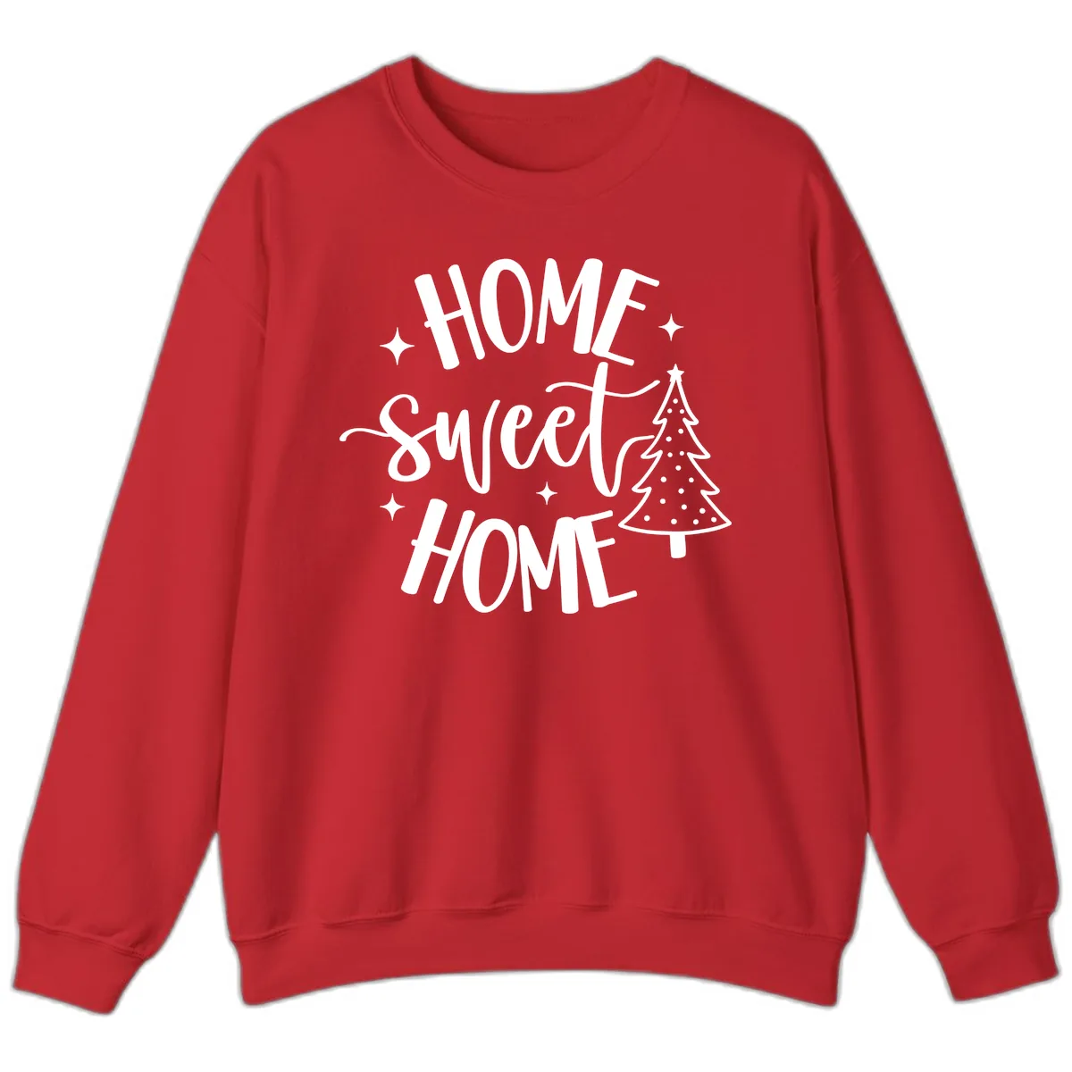 Home Sweet Home Holiday Tree Design Sweatshirt in Red