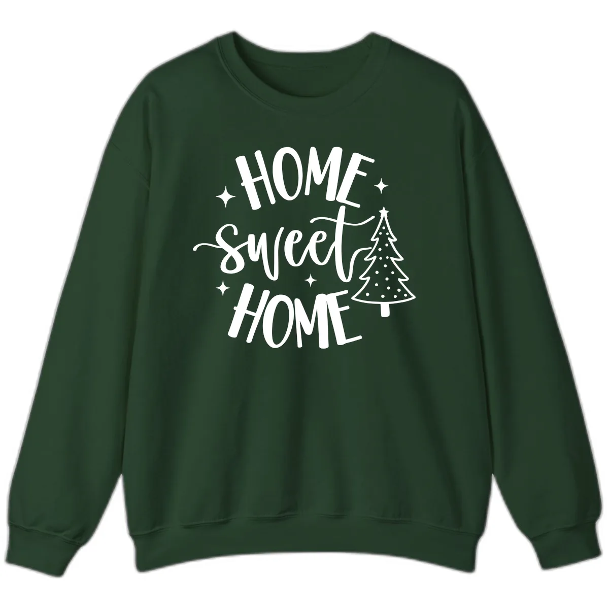 Home Sweet Home Holiday Tree Design Sweatshirt in Forest Green