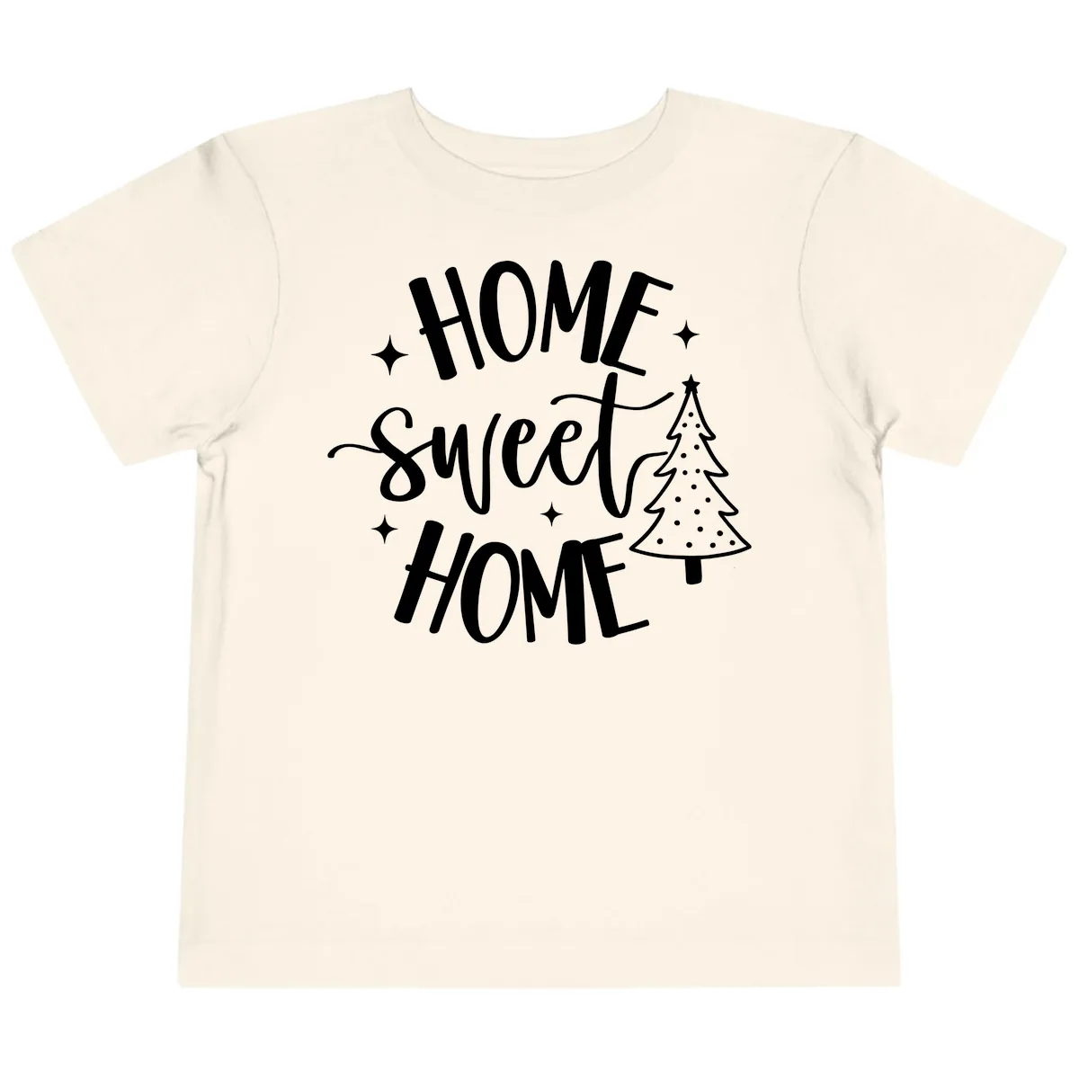 Home Sweet Home Holiday Tree Design Toddler T-Shirt in Natural