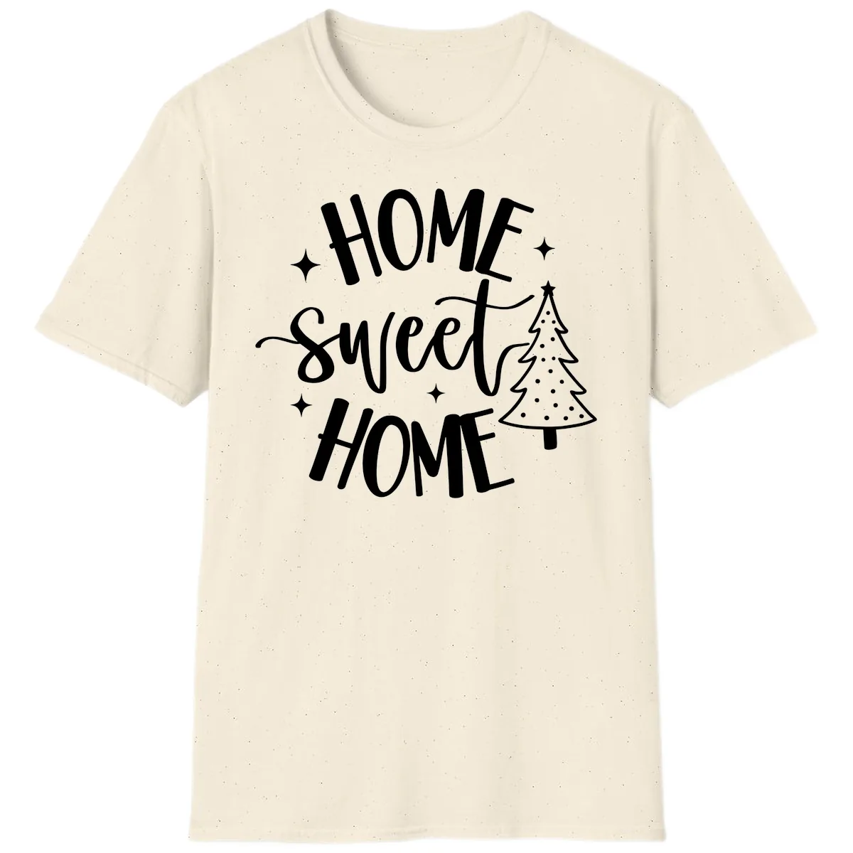 Home Sweet Home Holiday Tree Design T-Shirt in Natural