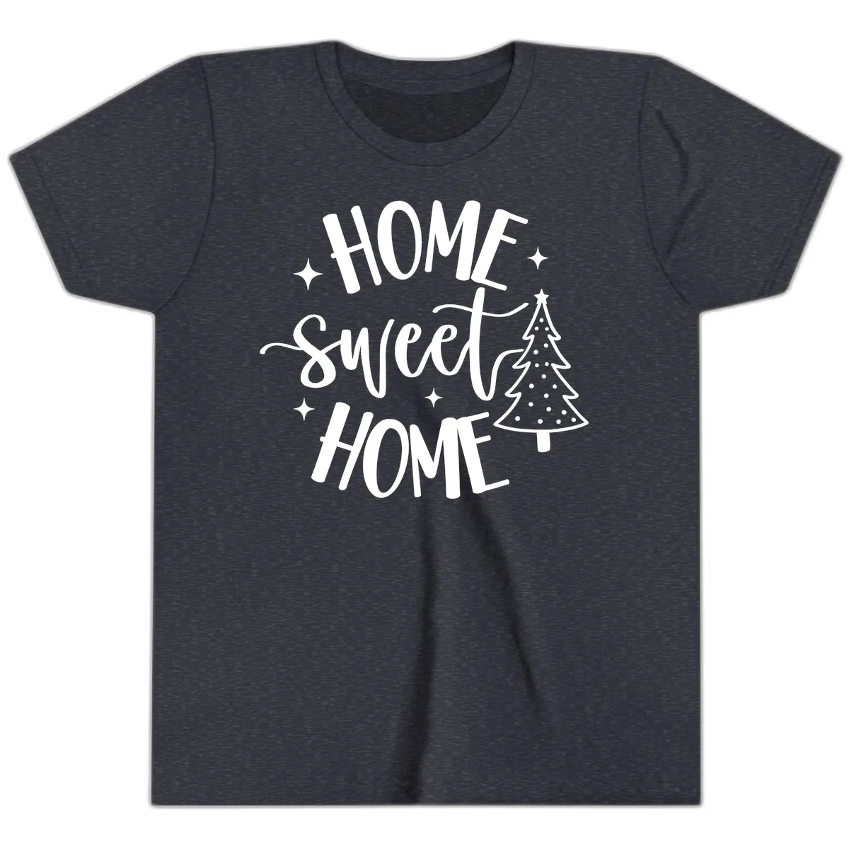 Home Sweet Home Holiday Tree Design Youth T-Shirt in Heather Navy