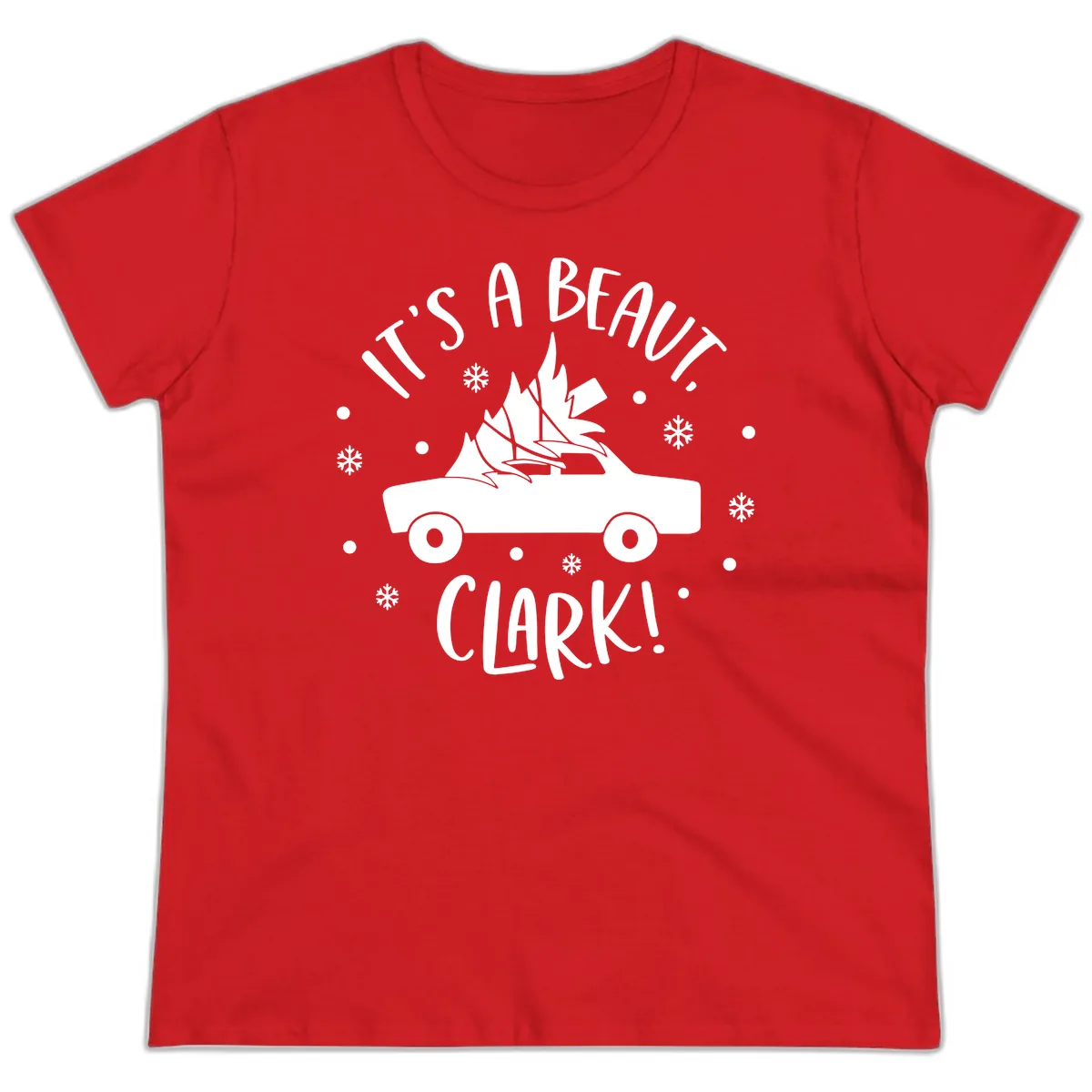 Its A Beaut Clark Christmas Vacation Ladies Tee in Red
