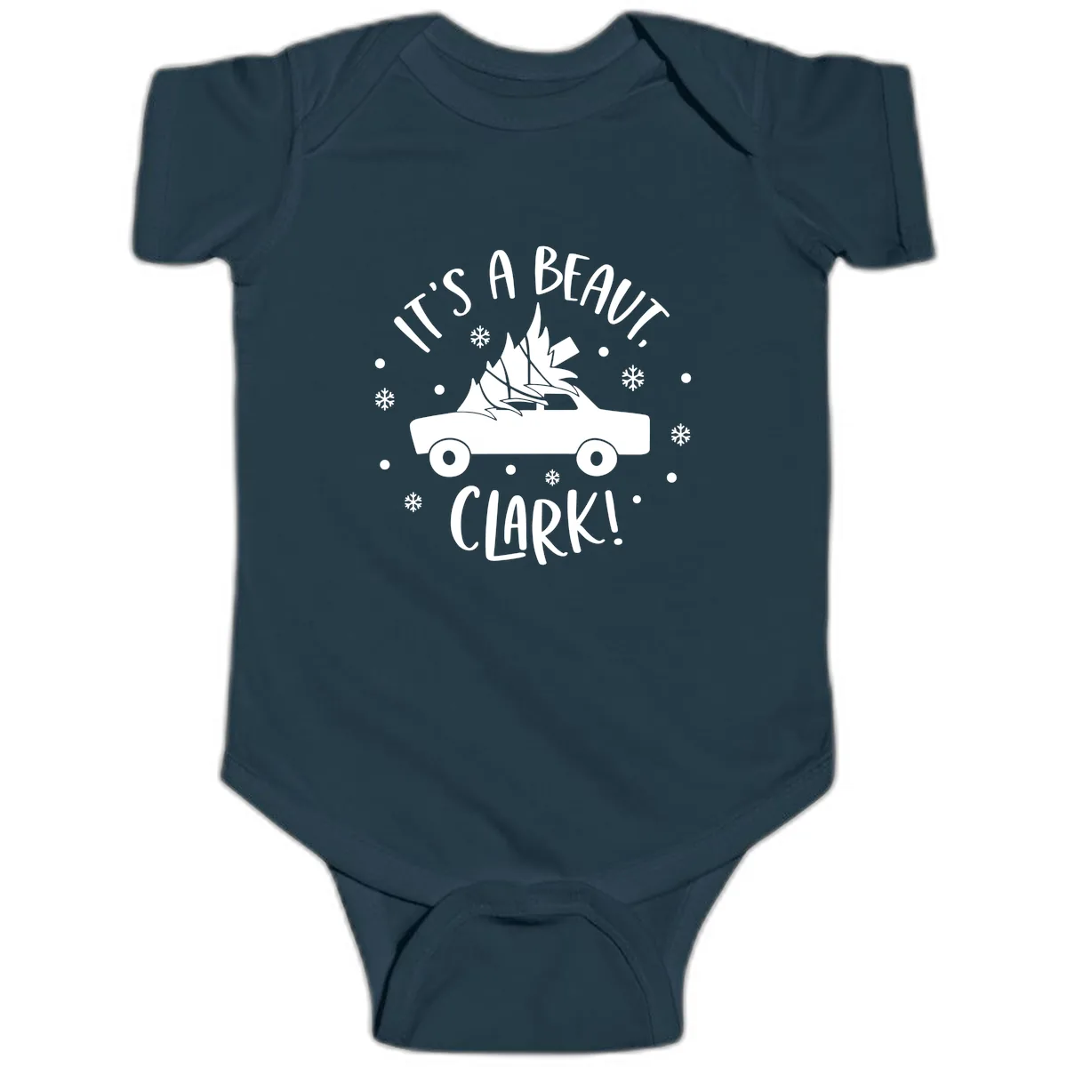 Its A Beaut Clark Christmas Vacation Baby Onesie in Navy