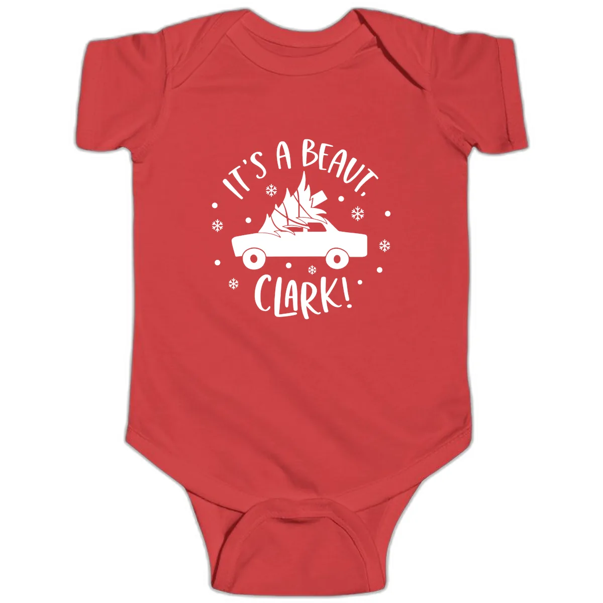 Its A Beaut Clark Christmas Vacation Baby Onesie in Red