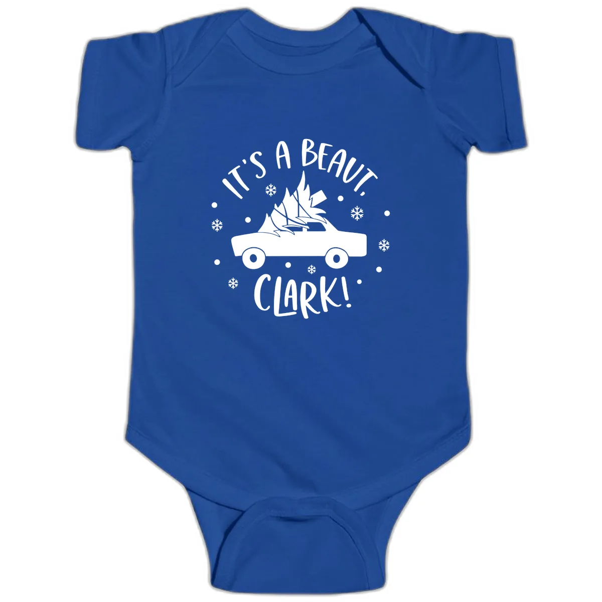 Its A Beaut Clark Christmas Vacation Baby Onesie in Royal