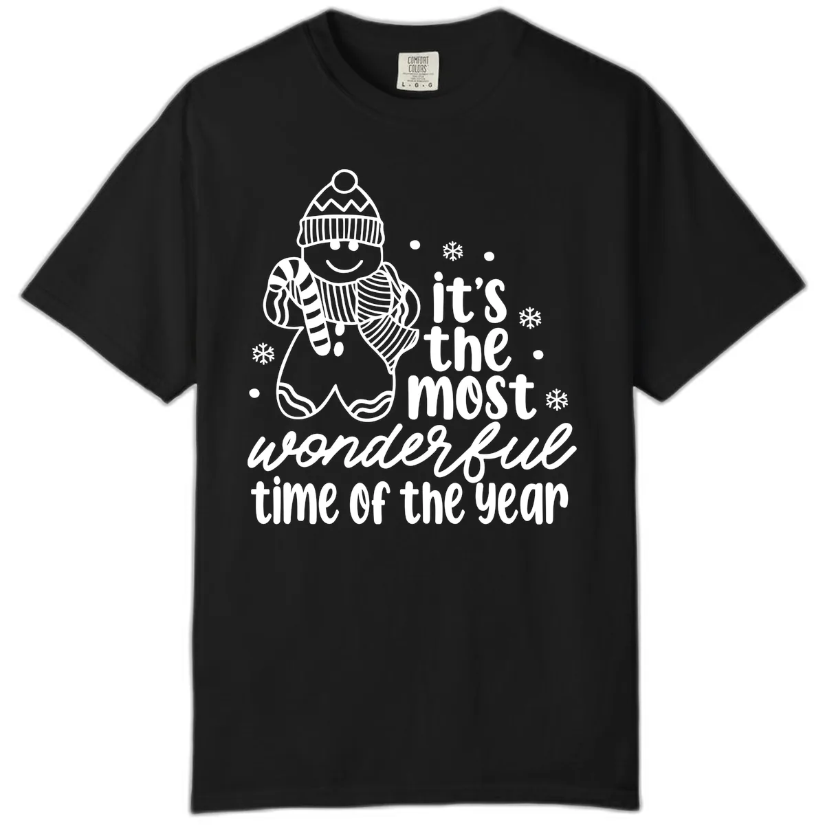 Gingerbread Man Christmas Time Saying Comfort Color in Black