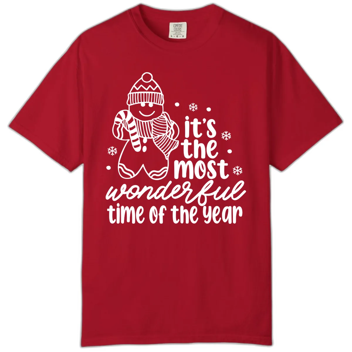Gingerbread Man Christmas Time Saying Comfort Color in Red
