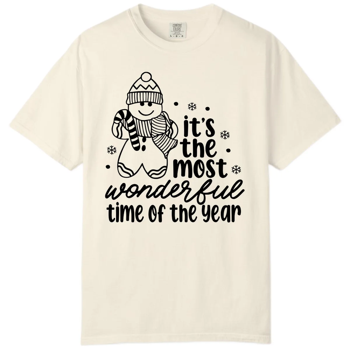 Gingerbread Man Christmas Time Saying Comfort Color in Ivory