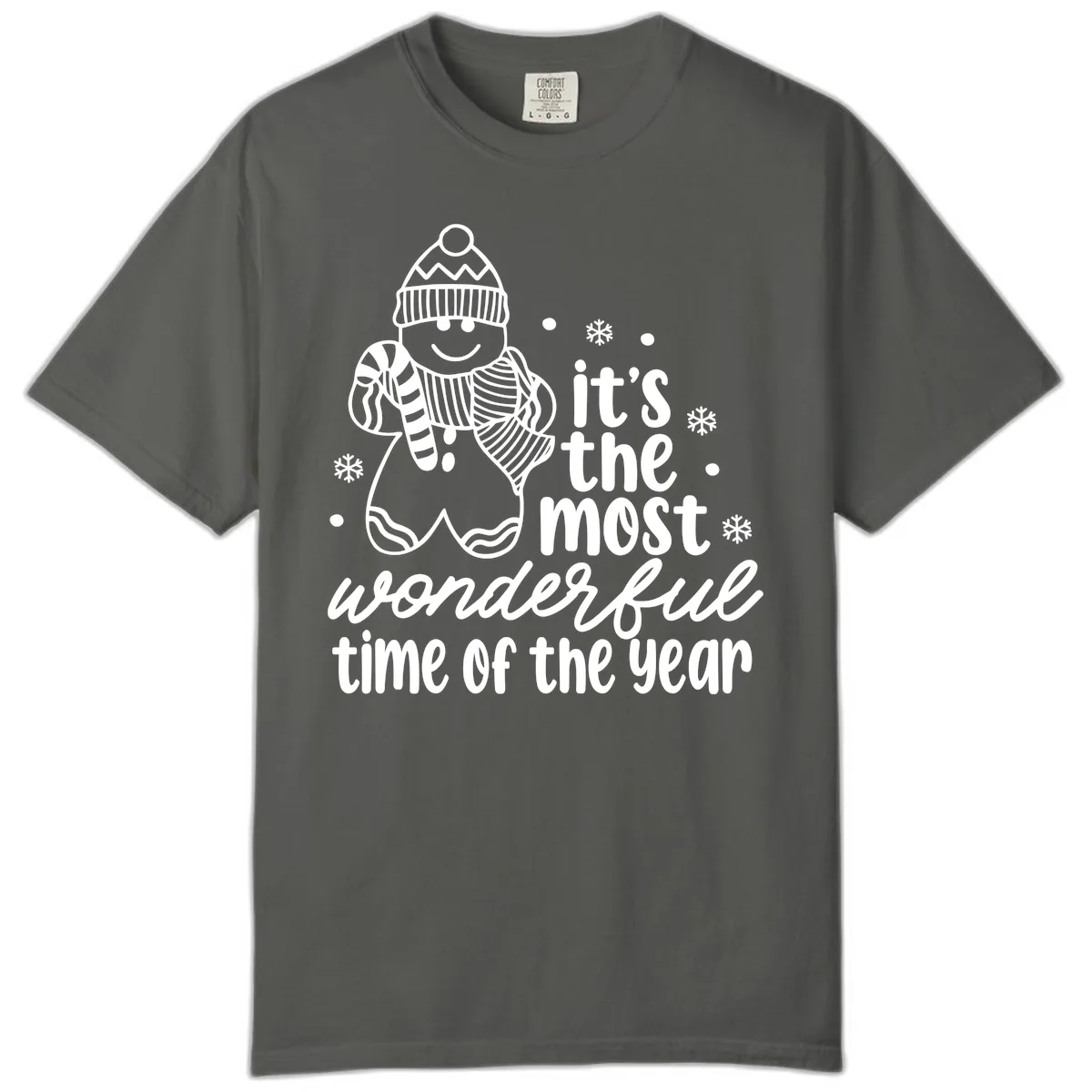 Gingerbread Man Christmas Time Saying Comfort Color in Pepper