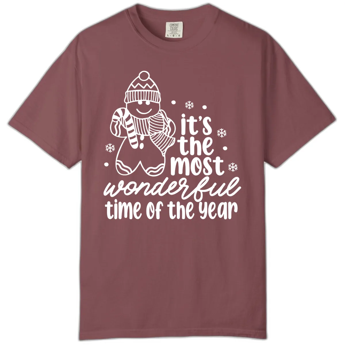 Gingerbread Man Christmas Time Saying Comfort Color in Brick
