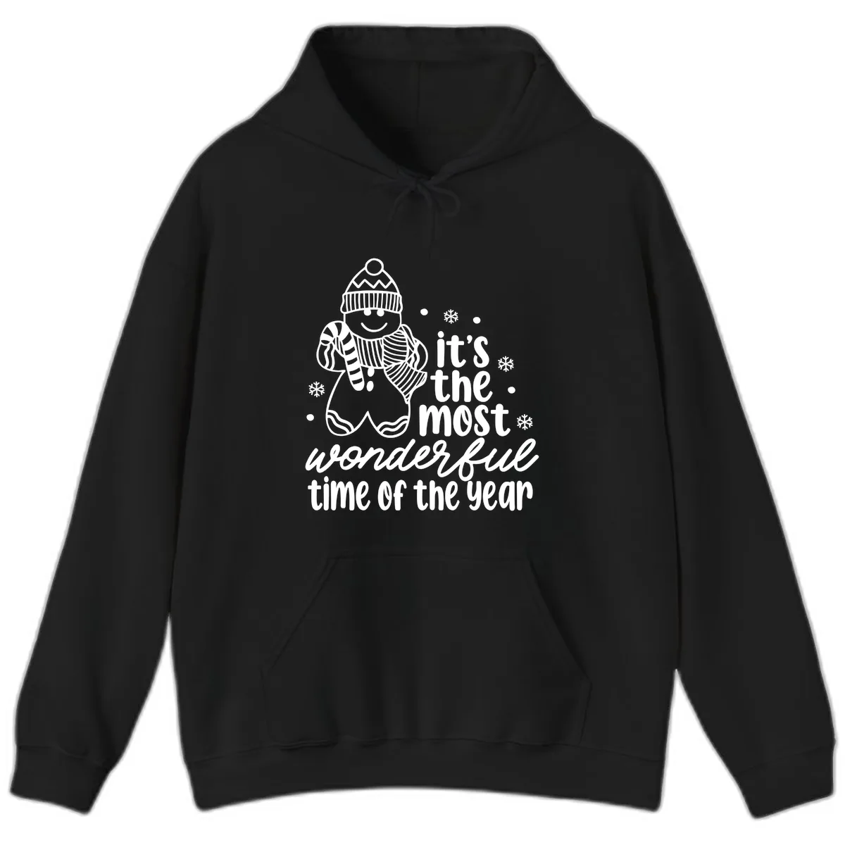 Gingerbread Man Christmas Time Saying Hoodie in Black