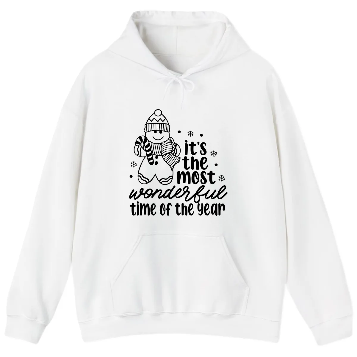 Gingerbread Man Christmas Time Saying Hoodie in White