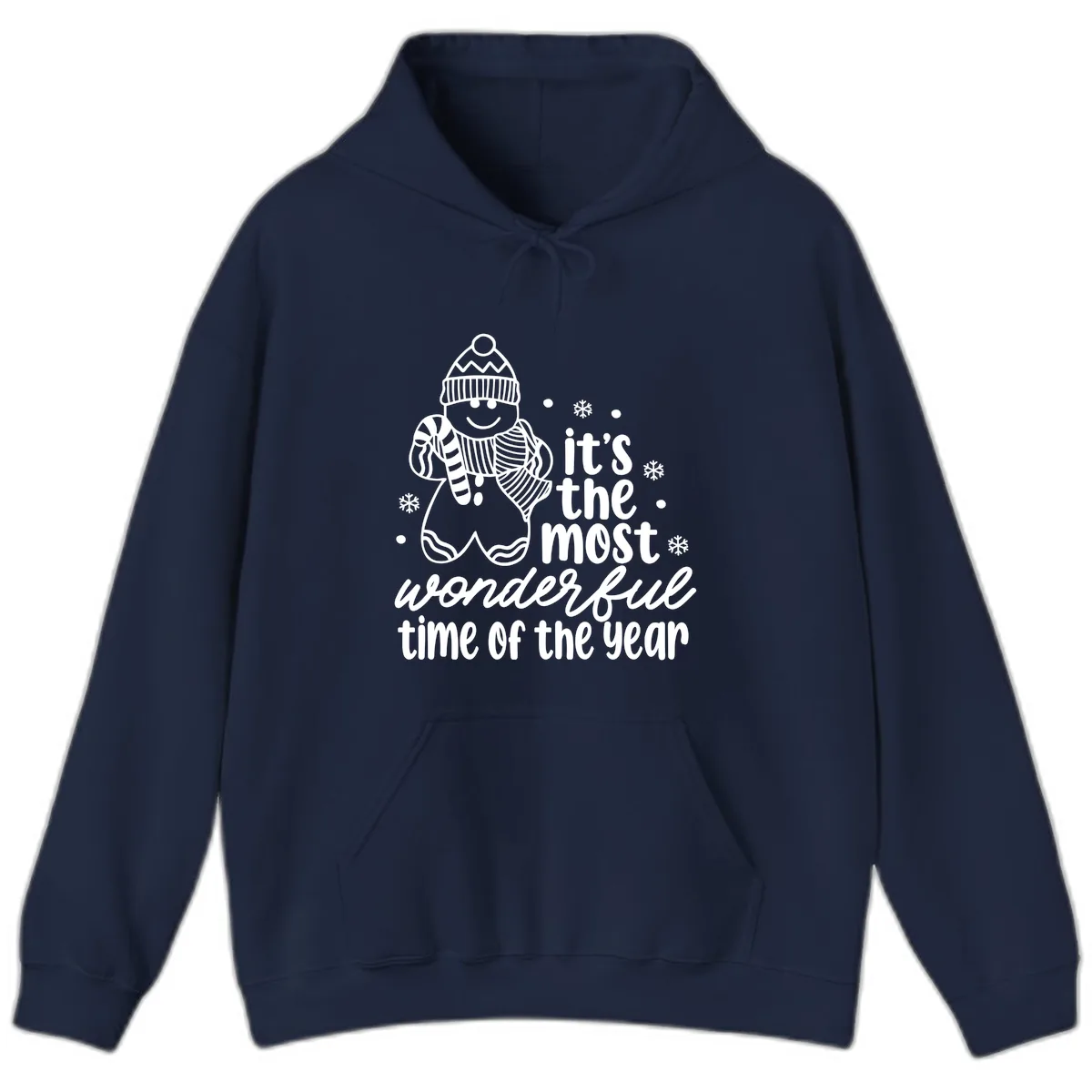 Gingerbread Man Christmas Time Saying Hoodie in Navy