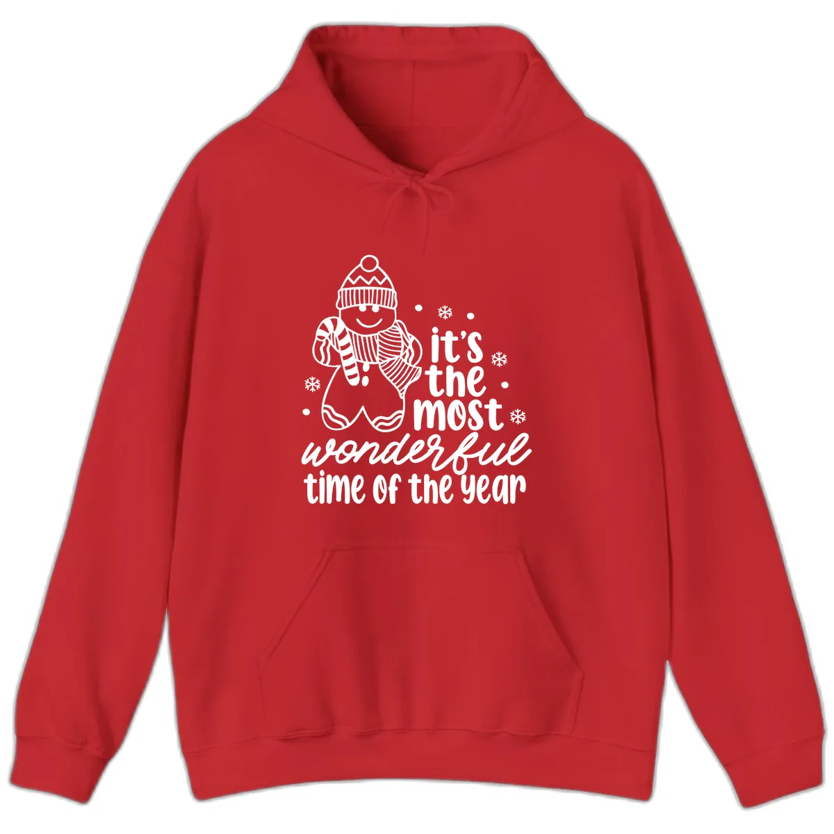 Gingerbread Man Christmas Time Saying Hoodie in Red