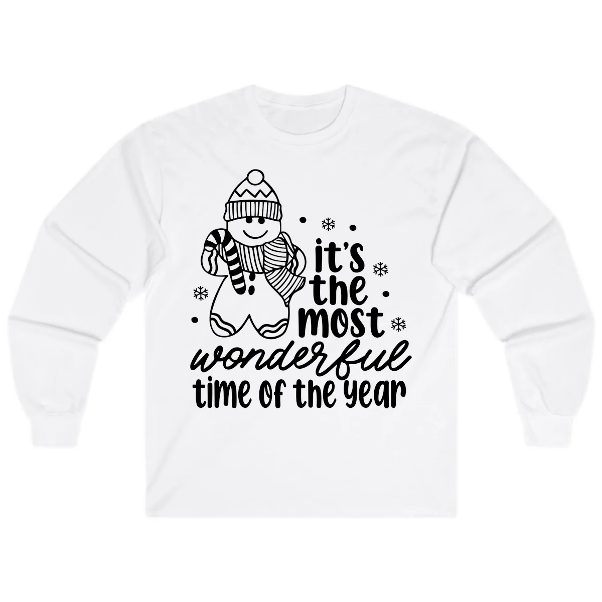 Gingerbread Man Christmas Time Saying Long Sleeve in White