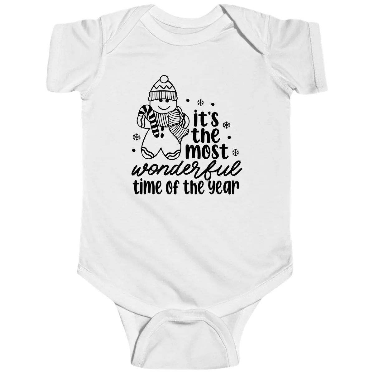 Gingerbread Man Christmas Time Saying Baby Onesie in White