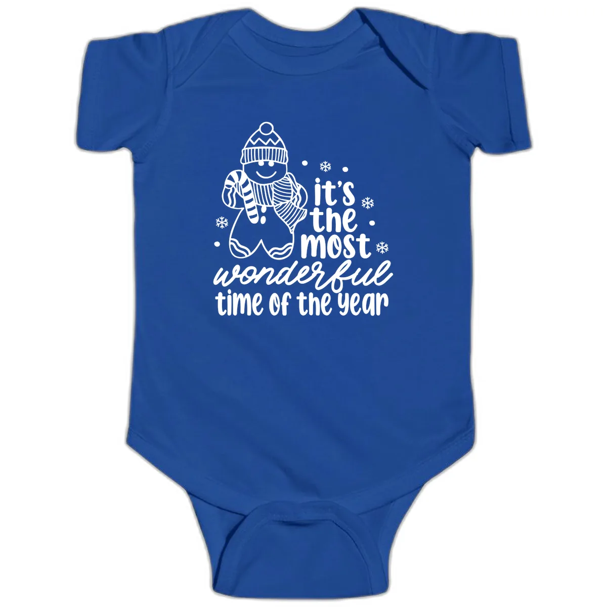 Gingerbread Man Christmas Time Saying Baby Onesie in Royal