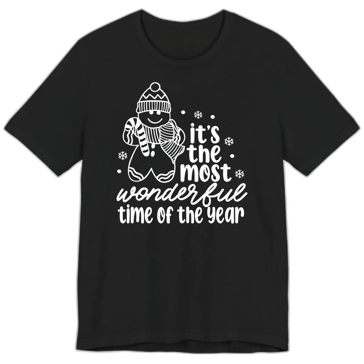 Gingerbread Man Christmas Time Saying Premium T-Shirt in Black