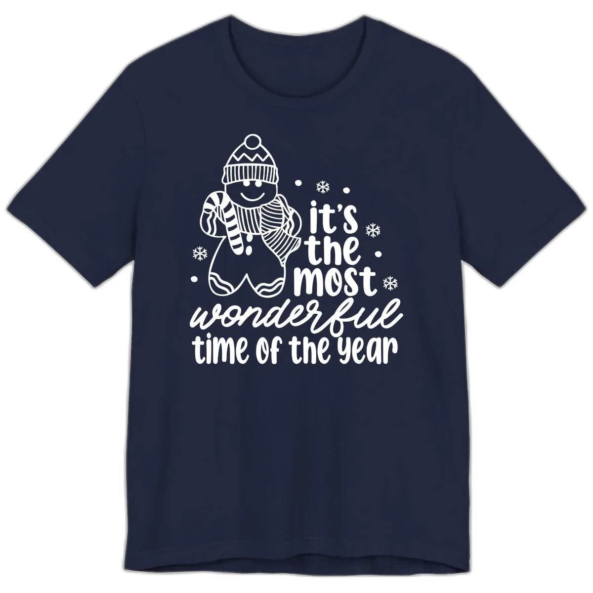 Gingerbread Man Christmas Time Saying Premium T-Shirt in Navy